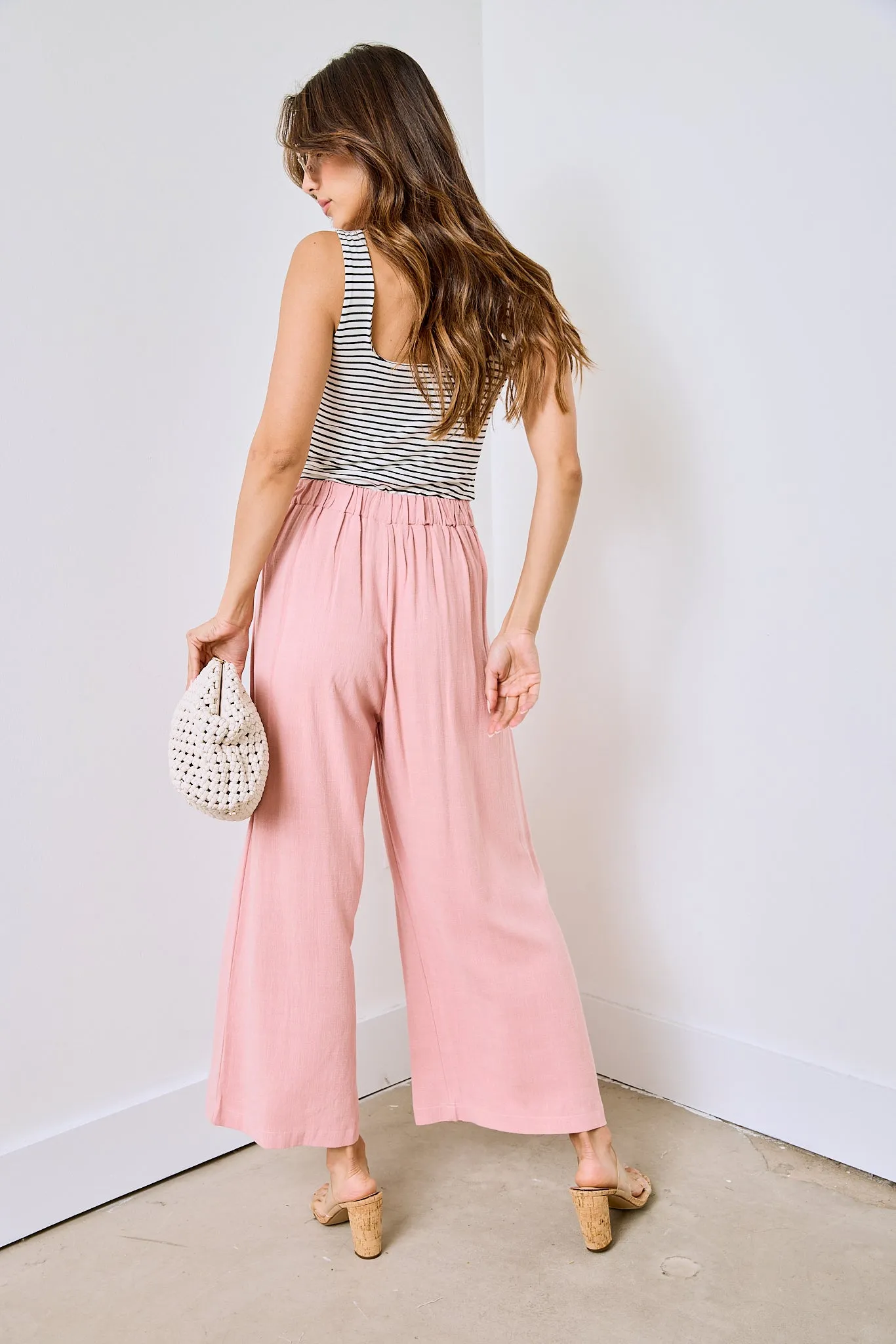 SALE - Naomi Pleated Cropped Linen Pants