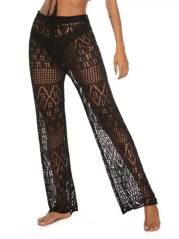 Sexy hollow knitted trousers nightclub style knitted beach pants