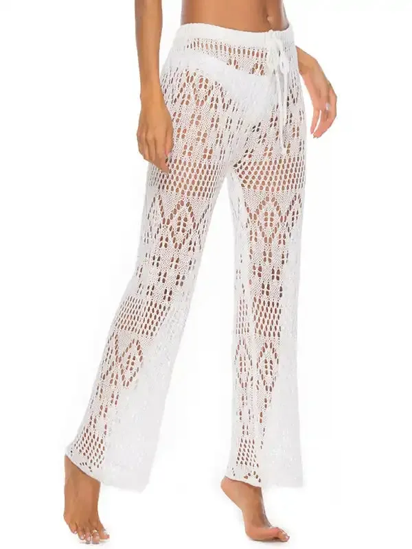 Sexy hollow knitted trousers nightclub style knitted beach pants