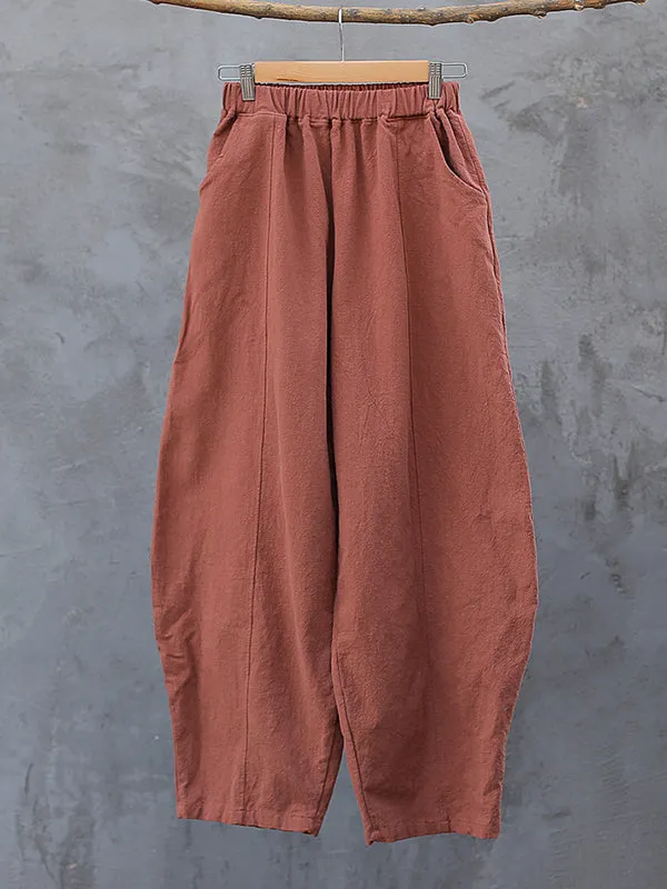 Simple High Waisted Solid Color Wide Leg Pants