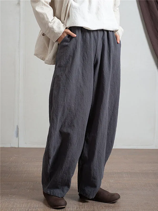 Simple High Waisted Solid Color Wide Leg Pants