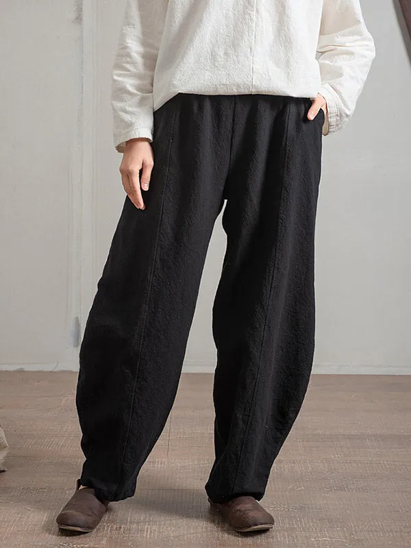 Simple High Waisted Solid Color Wide Leg Pants