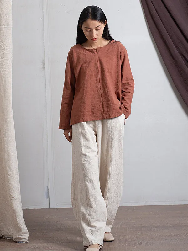 Simple High Waisted Solid Color Wide Leg Pants