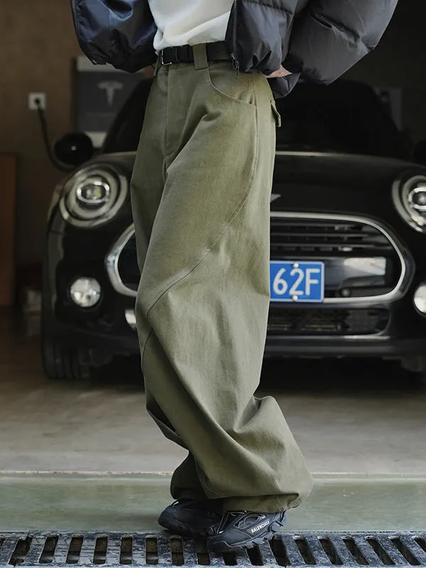 Simple Wide Leg Loose Solid Color Casual Pants Bottoms