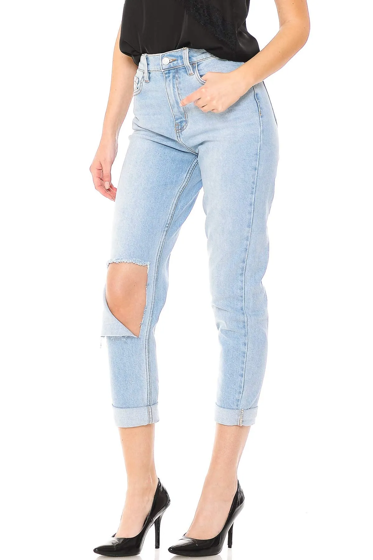 Slashed Rigid Jeans