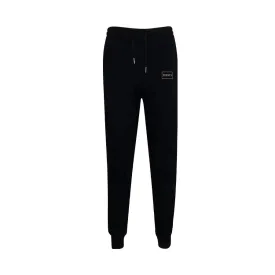 Slim Fit Black Sweatpants Heavy Cotton With Side Woven Logo