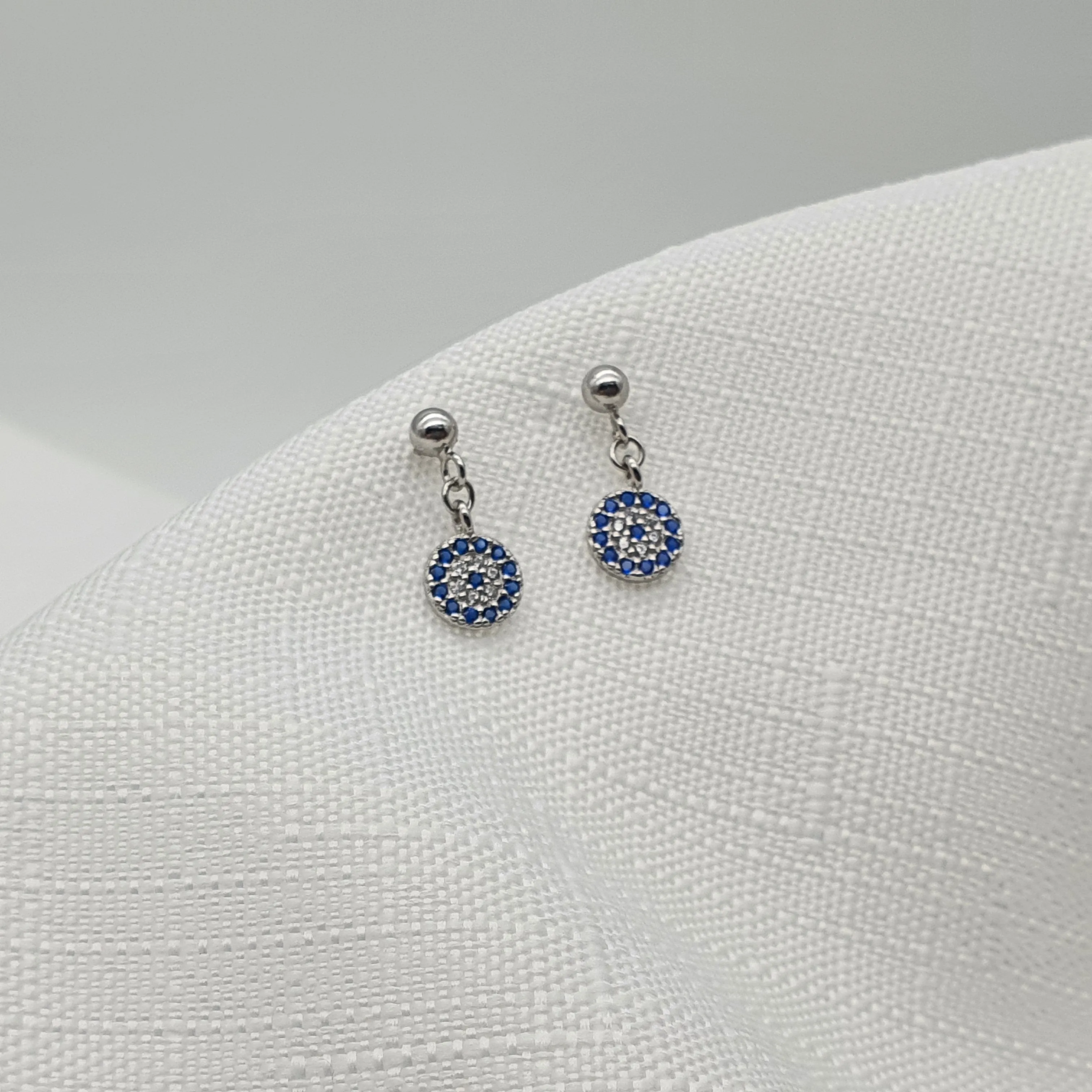 Small Evil Eye Stud Earrings, Sterling Silver