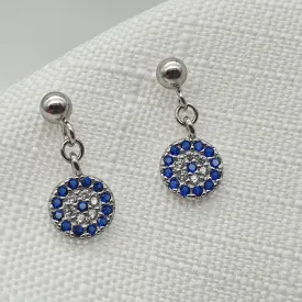 Small Evil Eye Stud Earrings, Sterling Silver