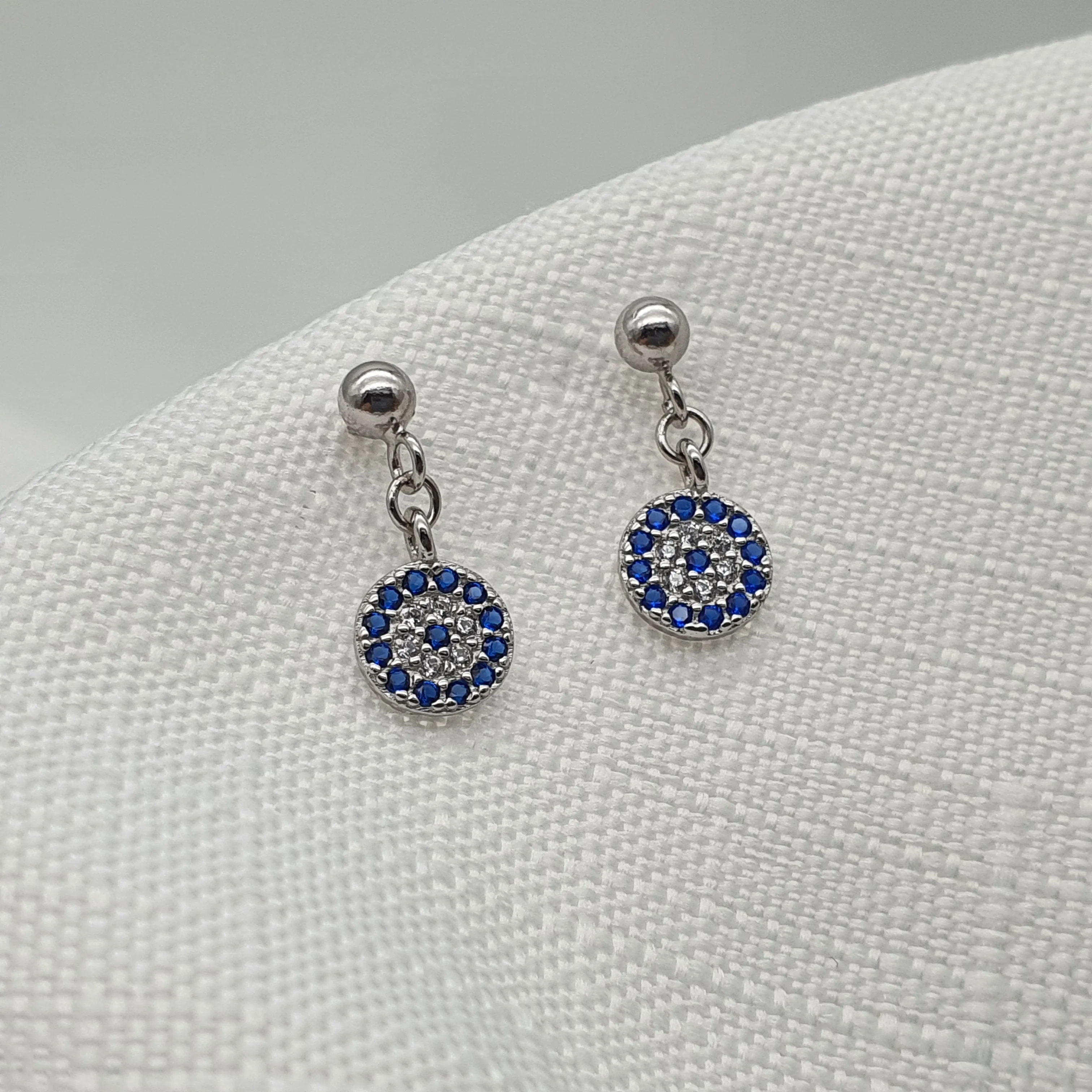 Small Evil Eye Stud Earrings, Sterling Silver