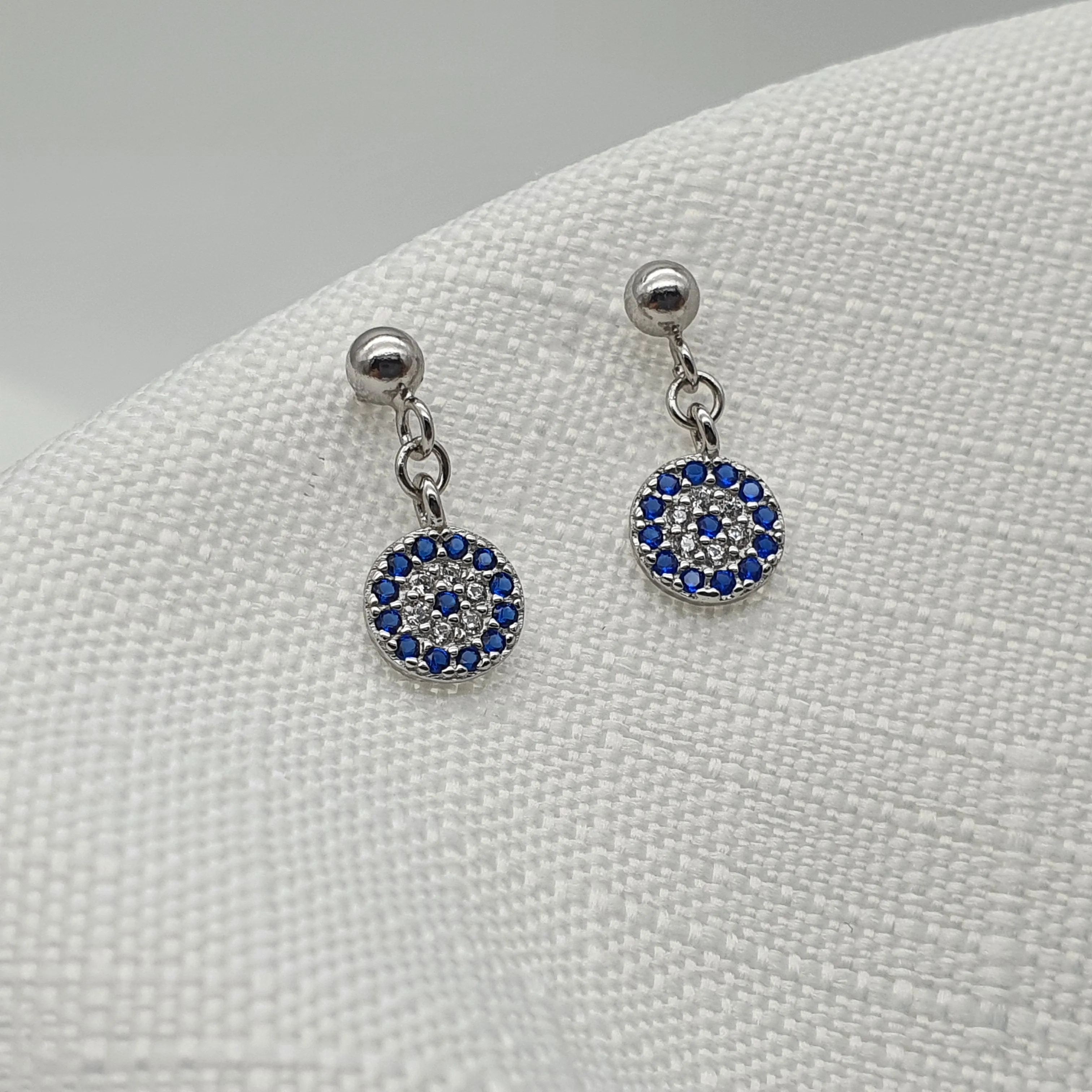 Small Evil Eye Stud Earrings, Sterling Silver