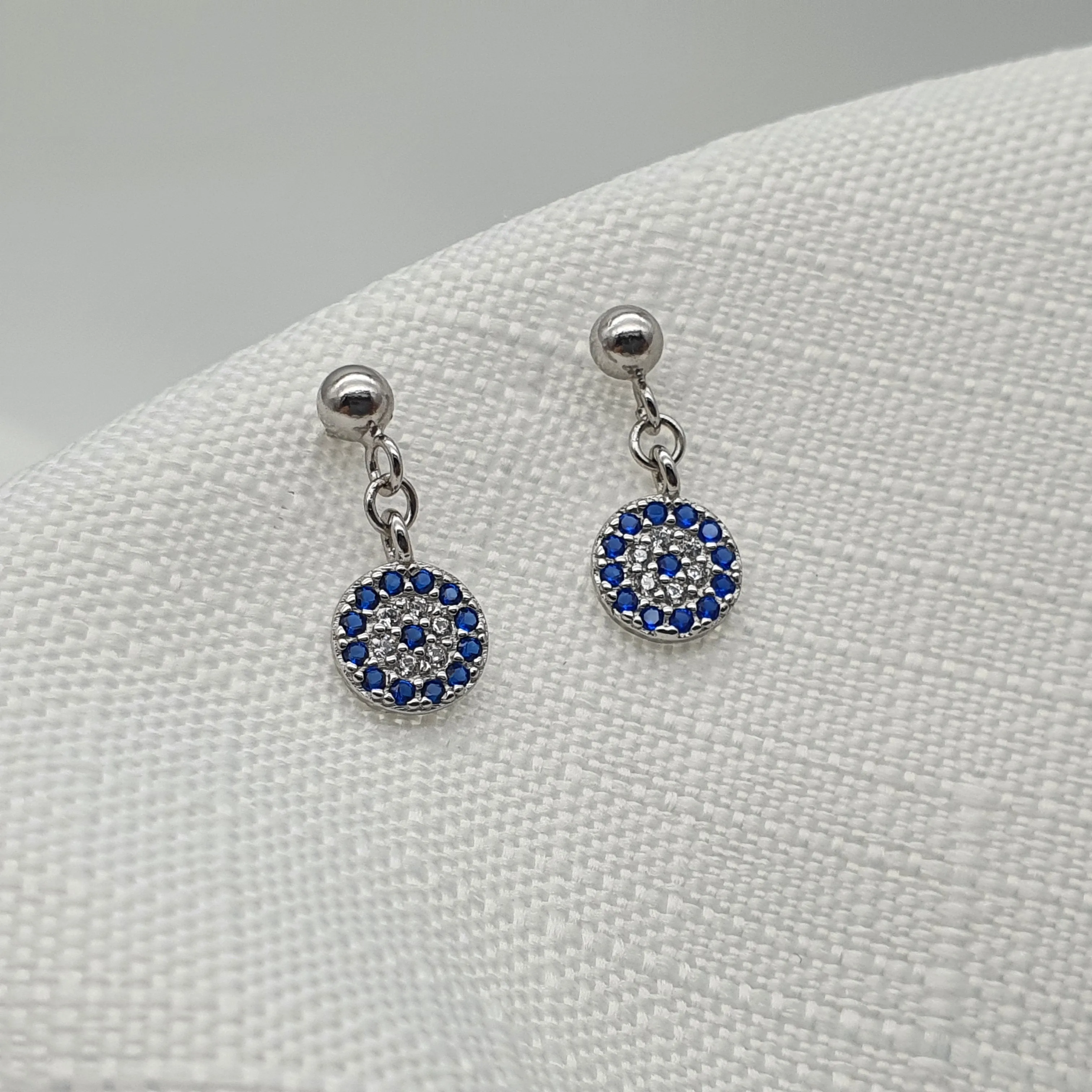 Small Evil Eye Stud Earrings, Sterling Silver