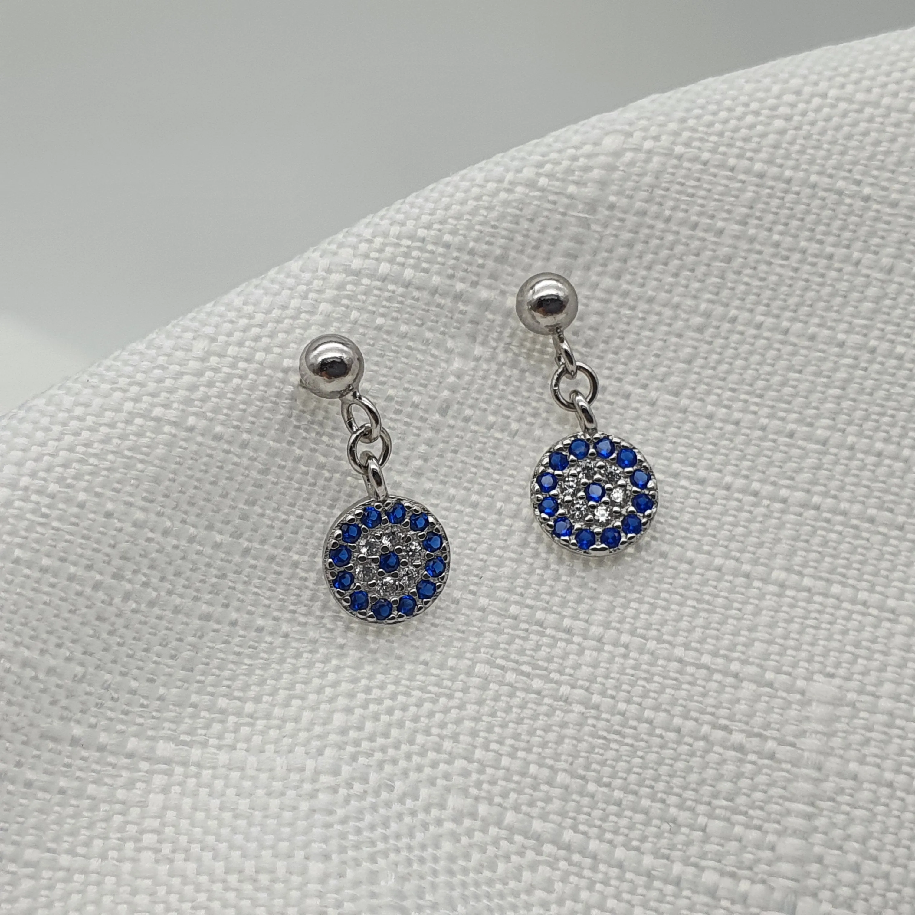 Small Evil Eye Stud Earrings, Sterling Silver