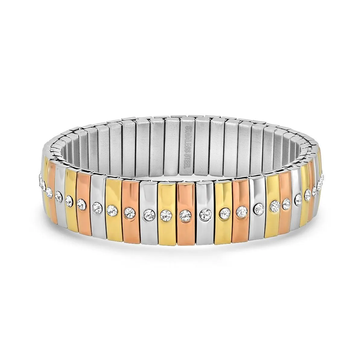 Steel by Design Stainless Tri-Color Stretch Bracelet