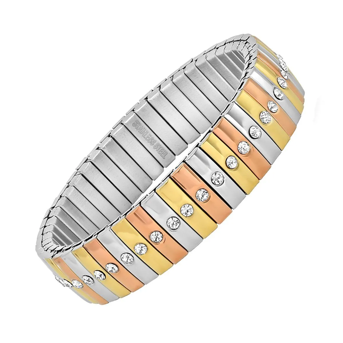 Steel by Design Stainless Tri-Color Stretch Bracelet