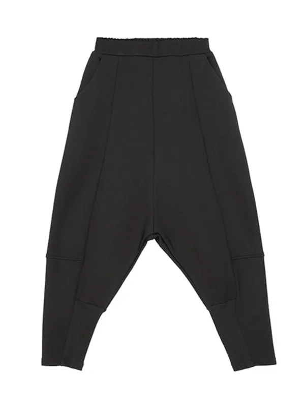 Stylish Black Velvet Split-Joint Harem Pants