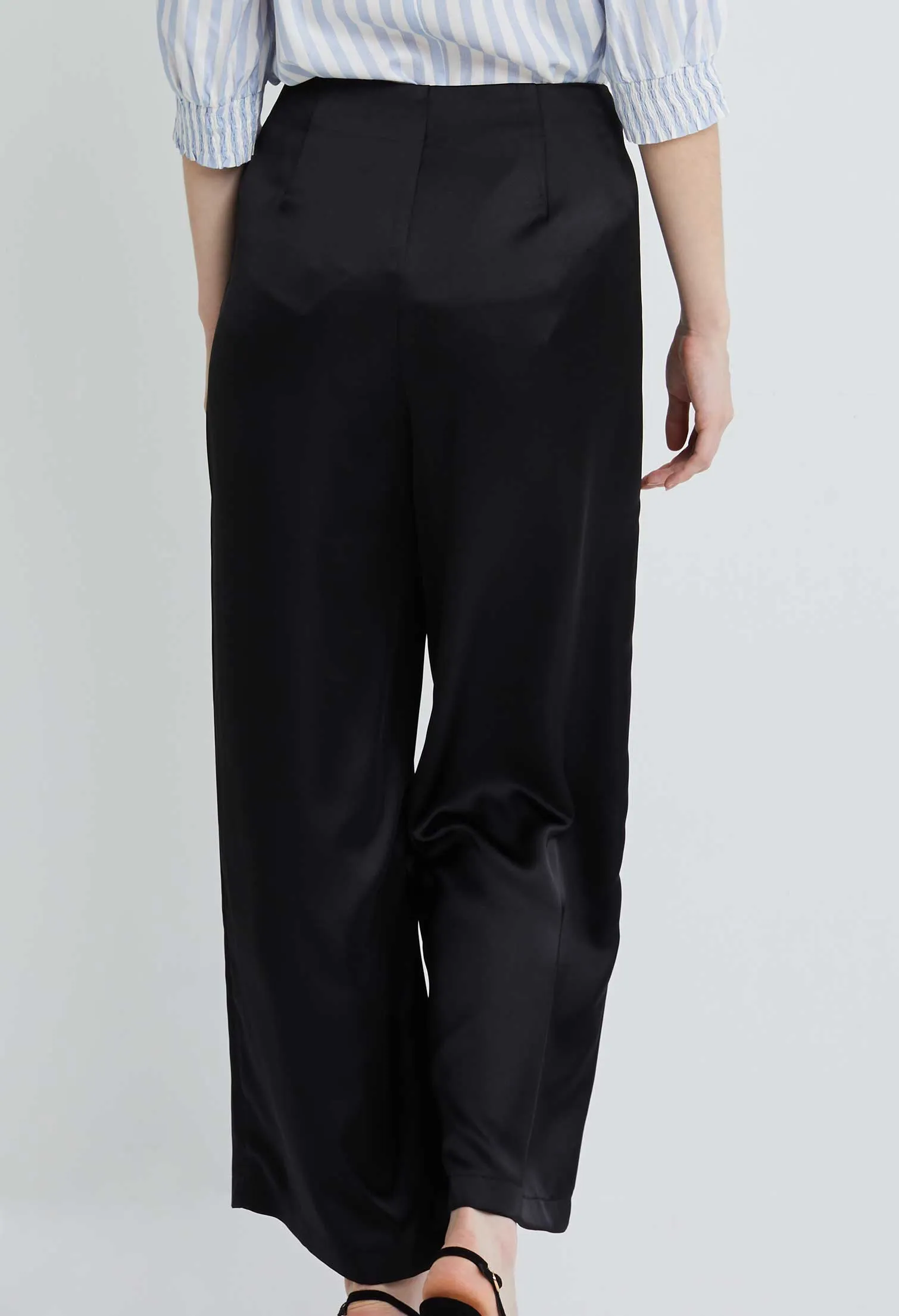 Tailored Satin Pleated Pants