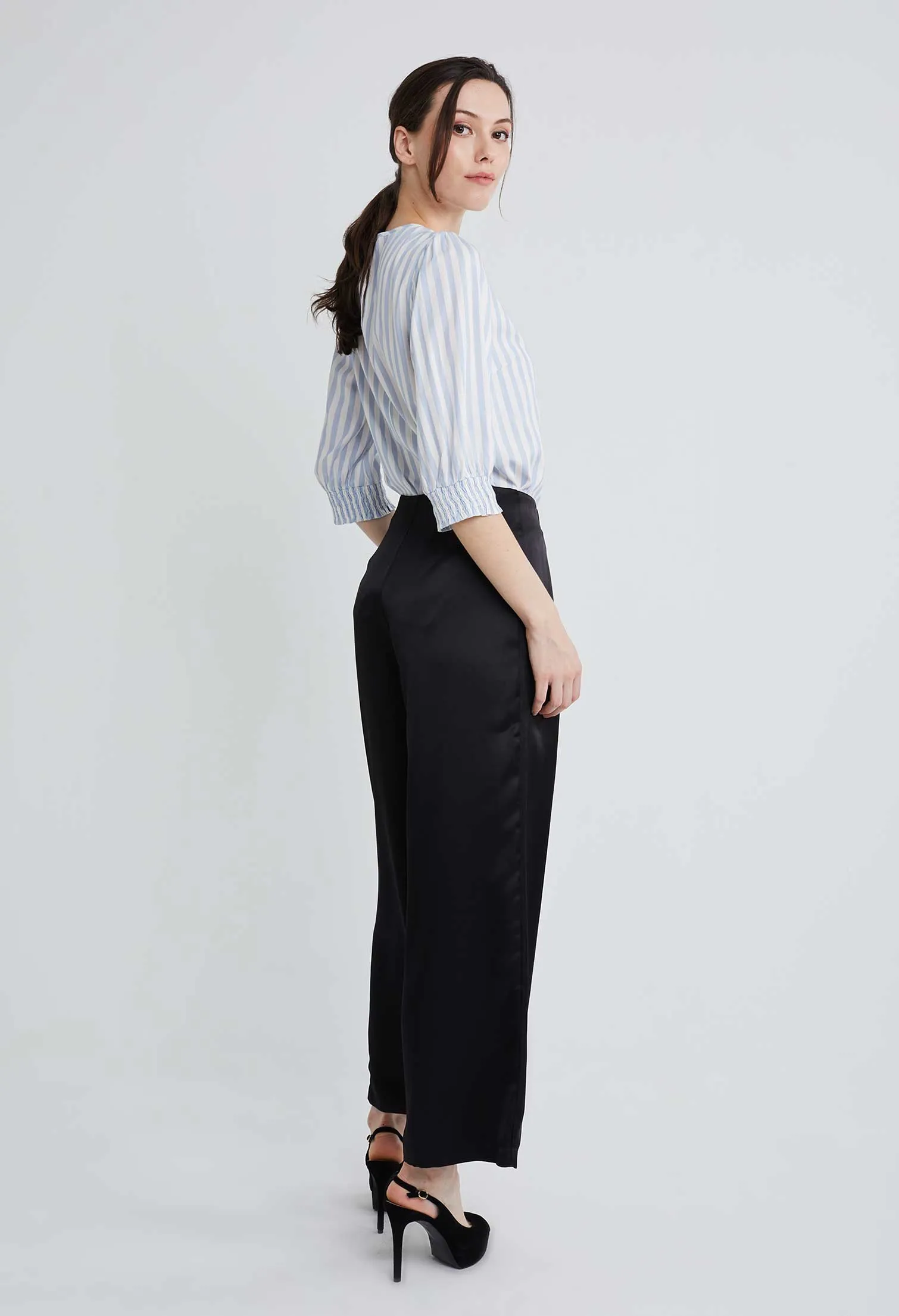 Tailored Satin Pleated Pants