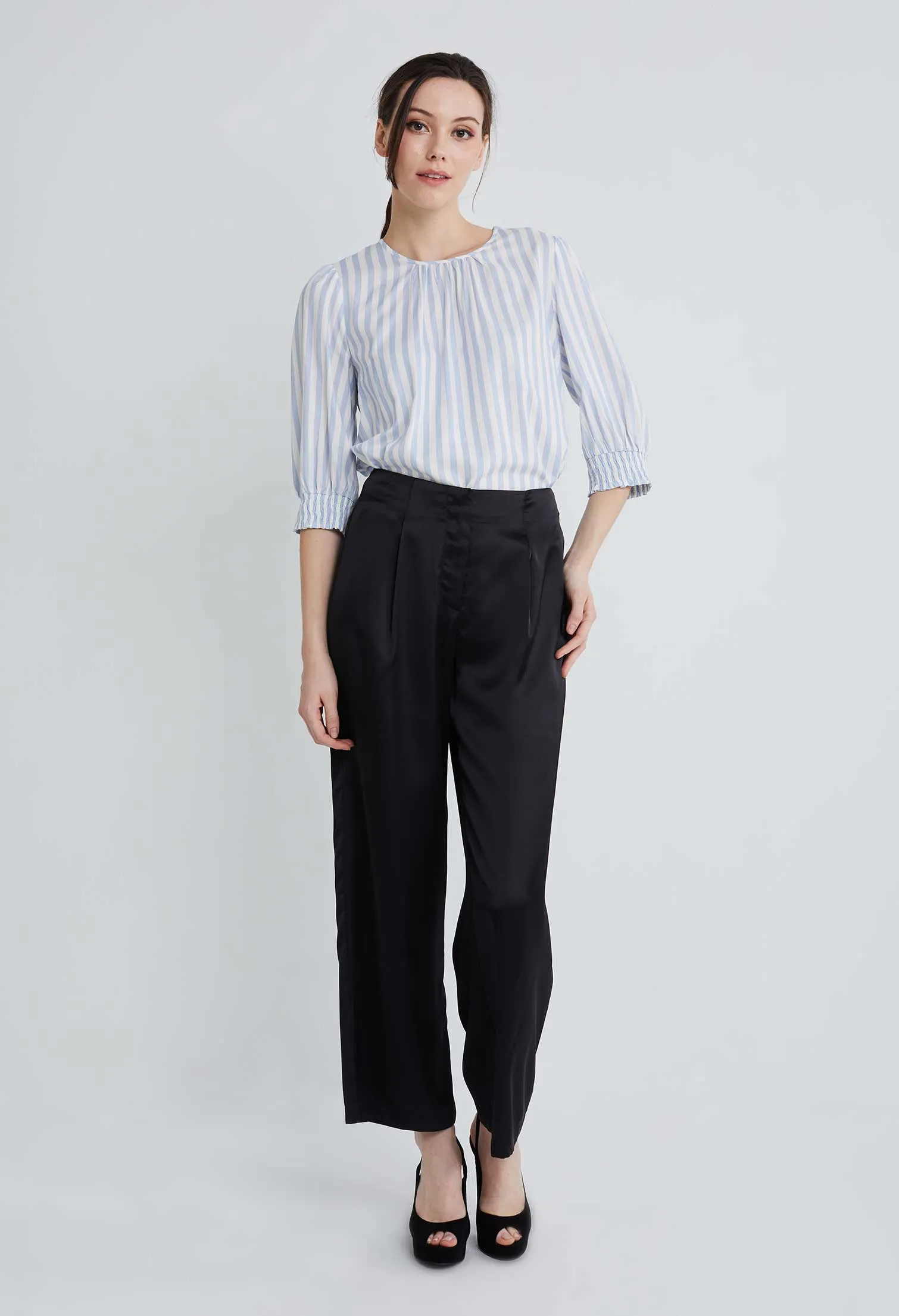 Tailored Satin Pleated Pants