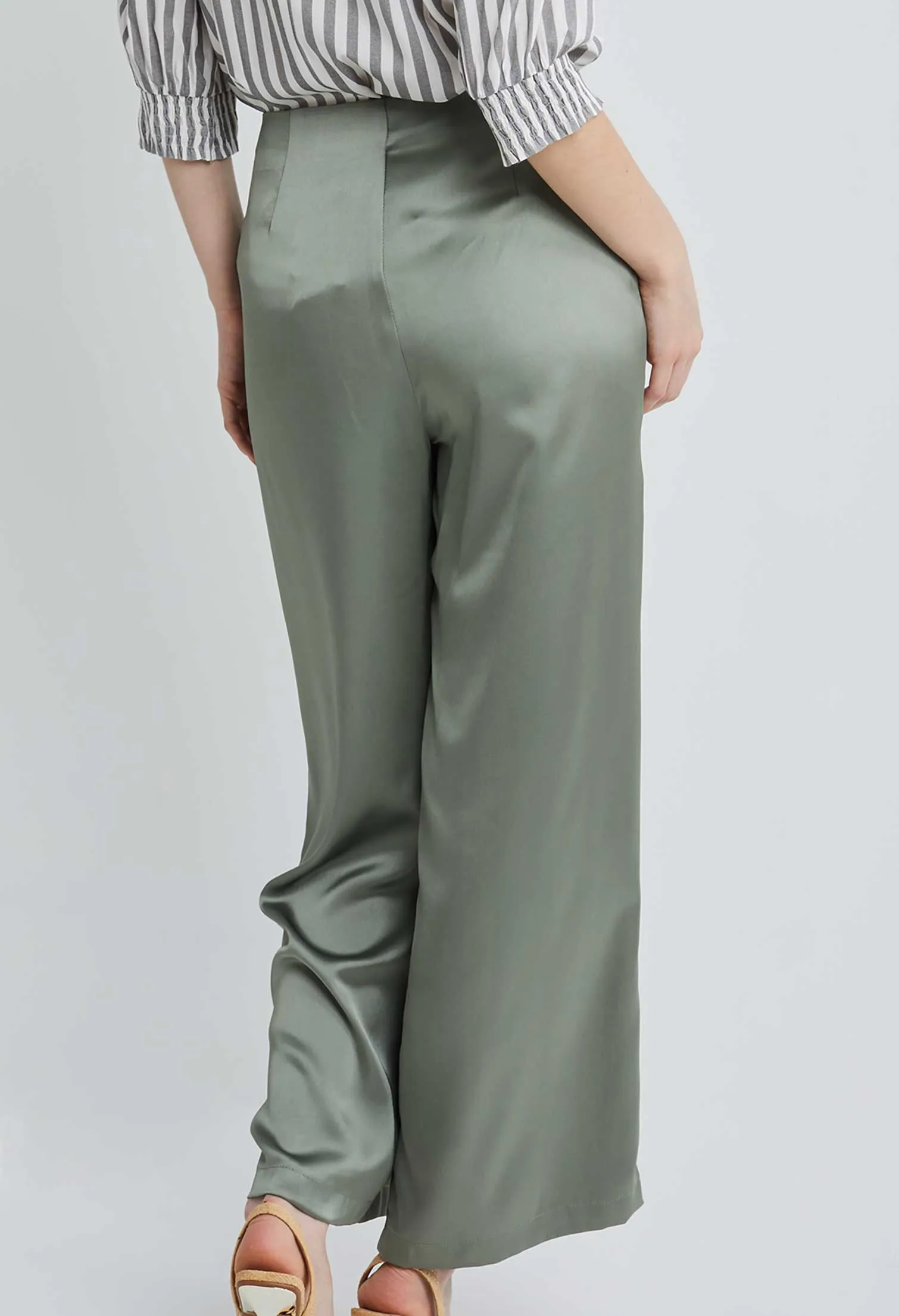 Tailored Satin Pleated Pants