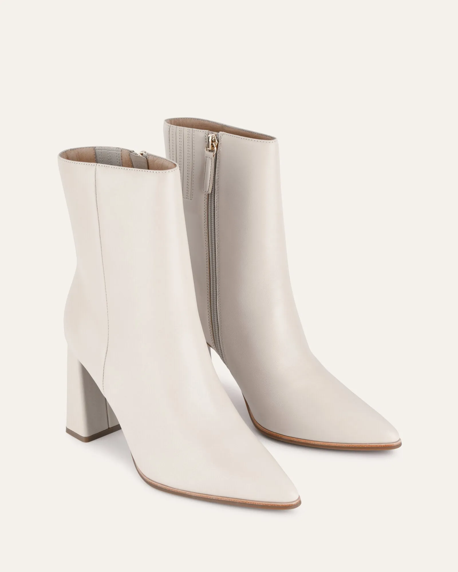 TATIANA HIGH ANKLE BOOTS OFF WHITE LEATHER