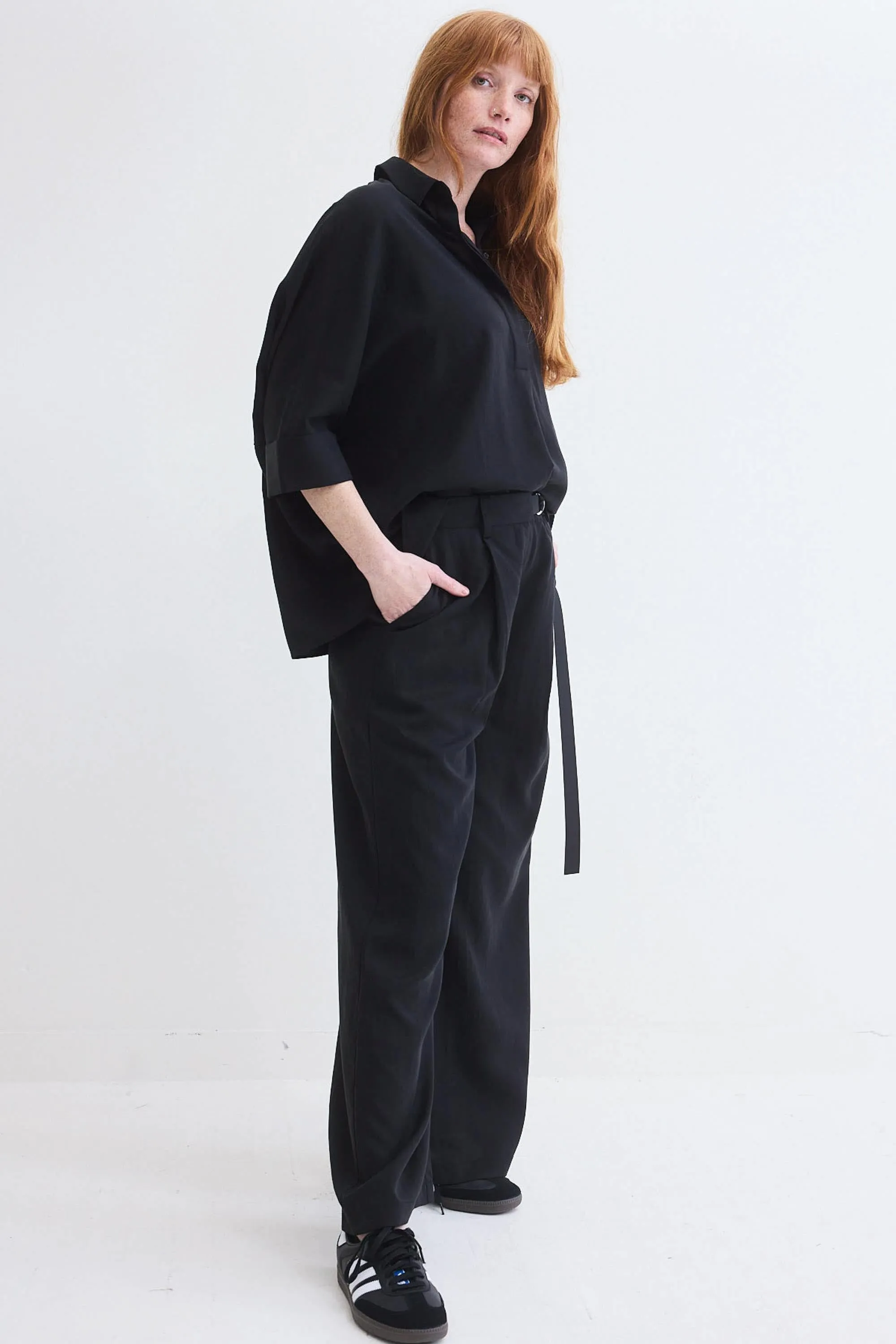 The Editor Linen Blend Wide Leg Trousers