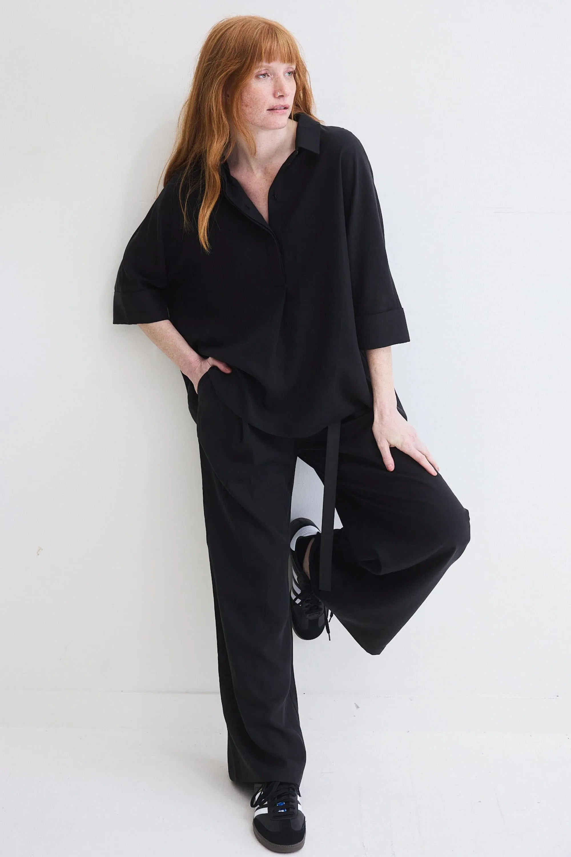 The Editor Linen Blend Wide Leg Trousers