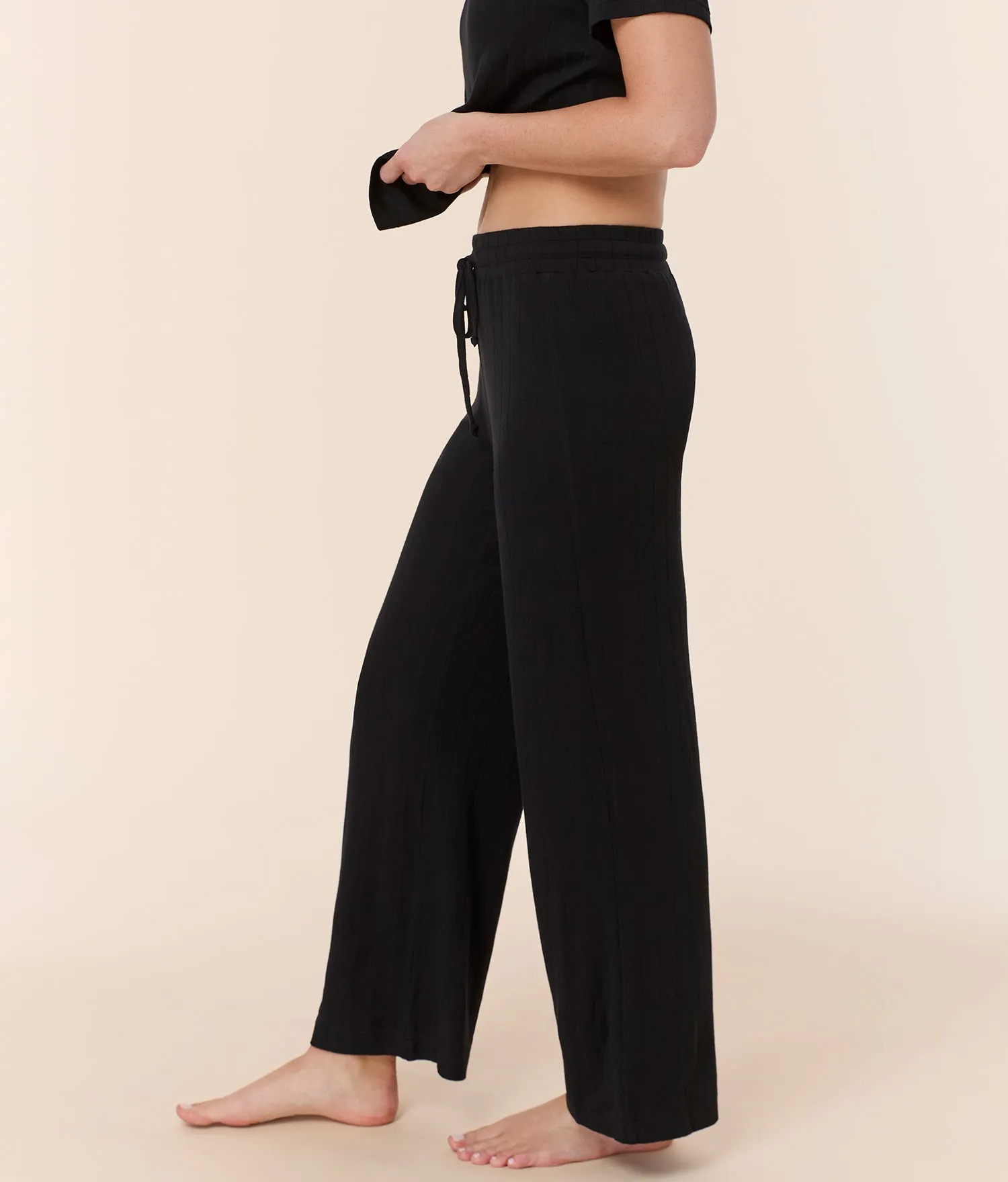 The Wide Leg Pant - Wide Rib - Black