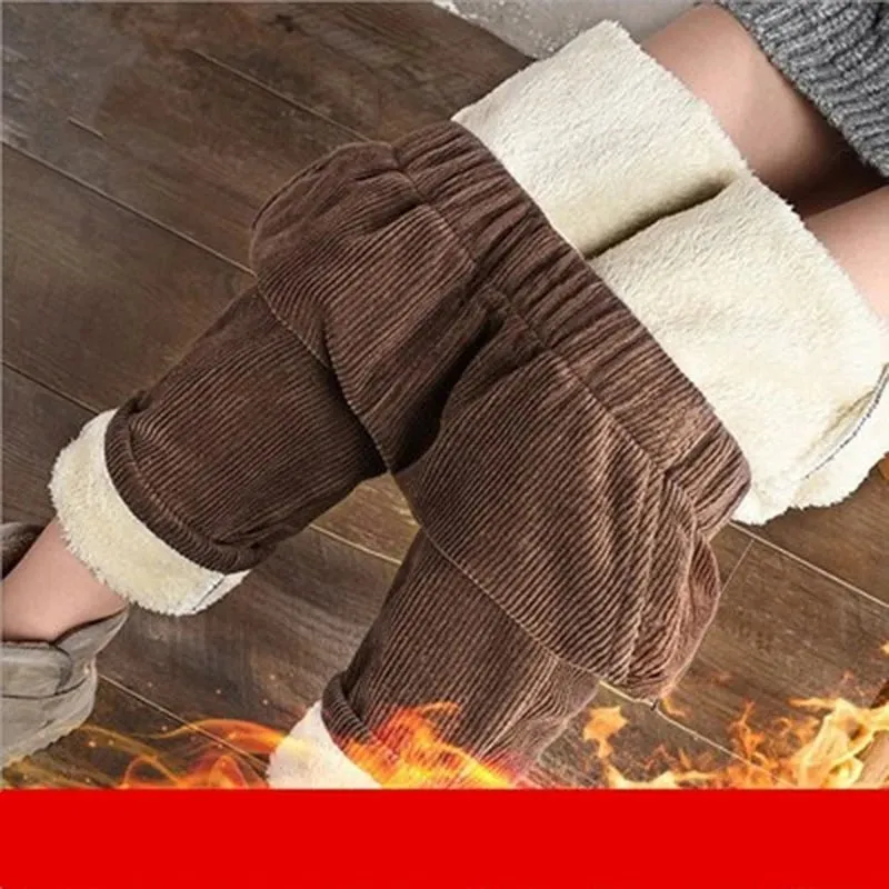 Thick Plush Corduroy Casual Pants For Women in winter