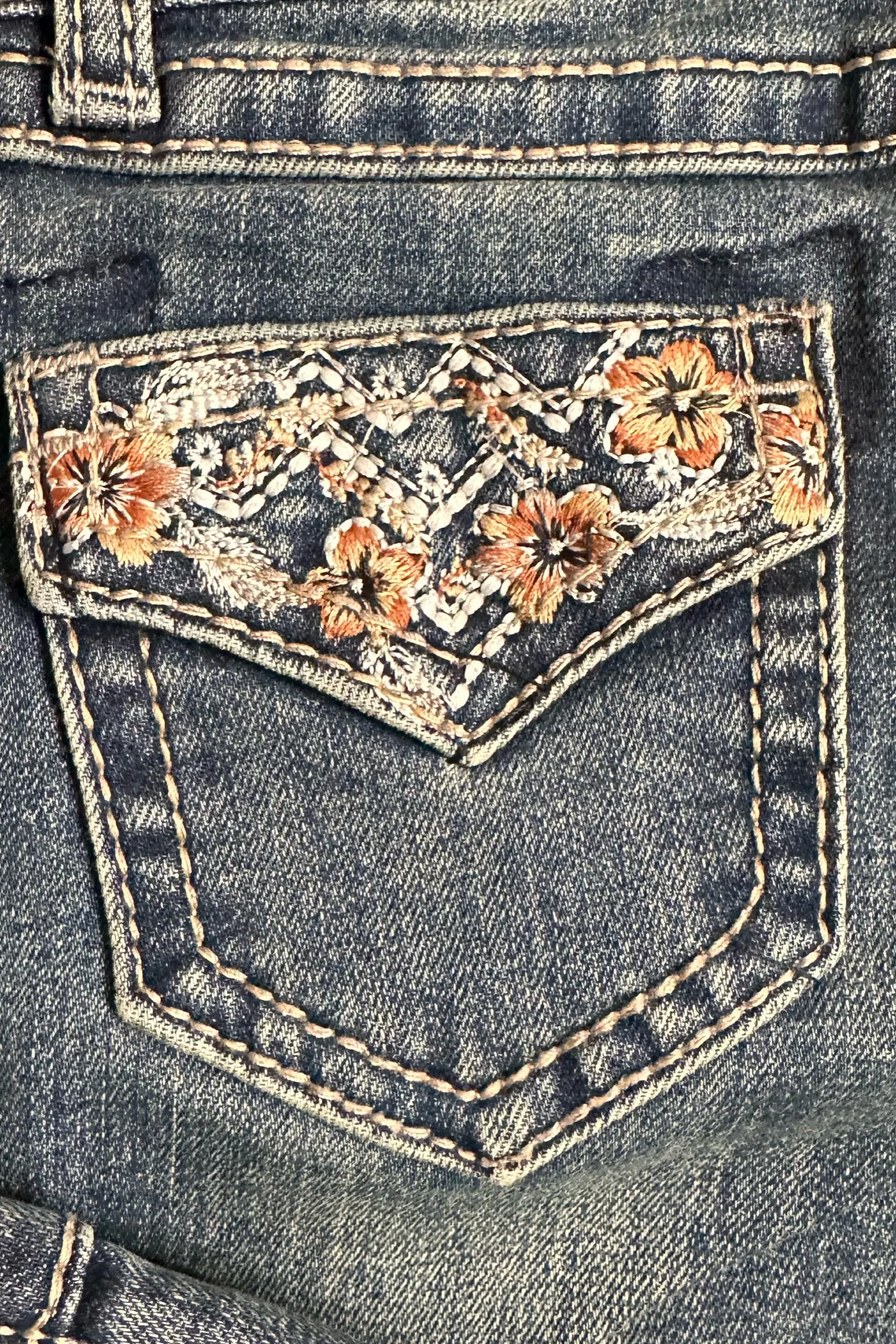 Toddler Floral Faux Flap Design Bootcut Jean by Grace in LA