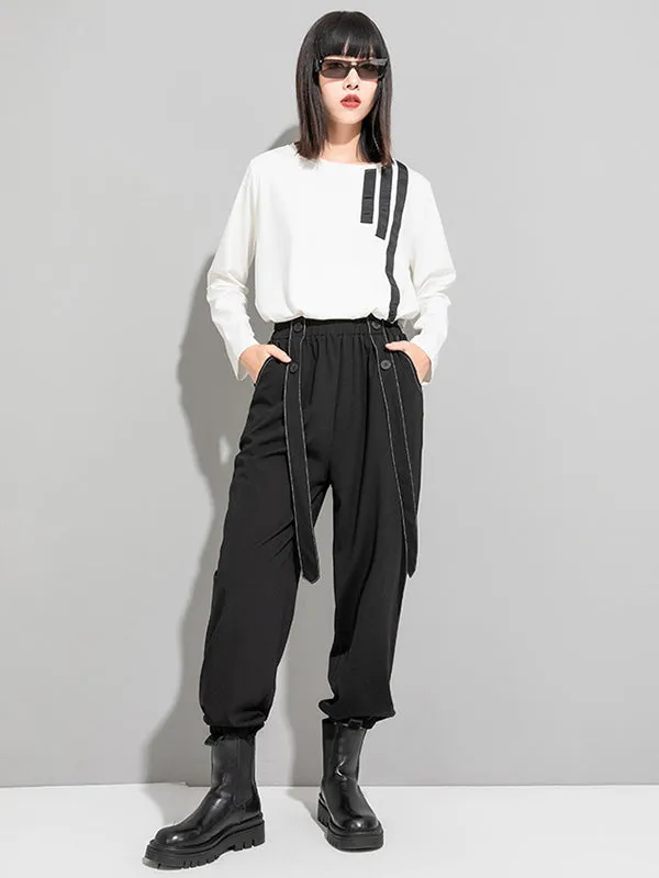 Urban High-Waisted Black Casual Pants Bottoms Harem Pants