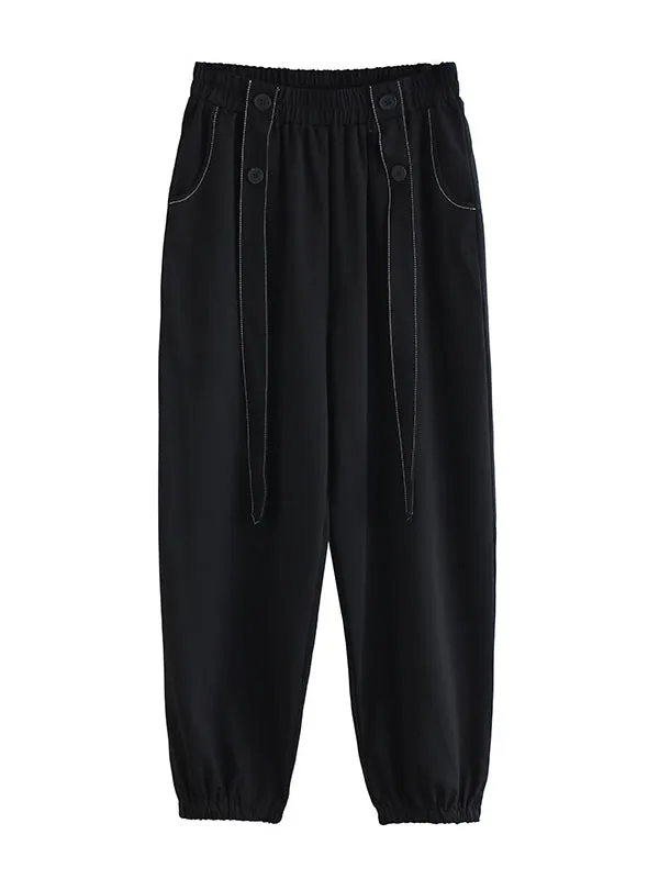 Urban High-Waisted Black Casual Pants Bottoms Harem Pants