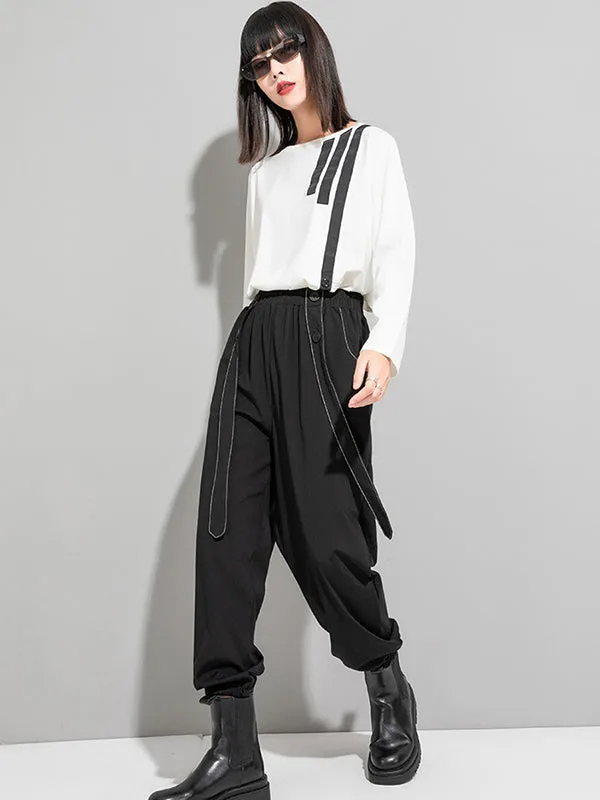 Urban High-Waisted Black Casual Pants Bottoms Harem Pants