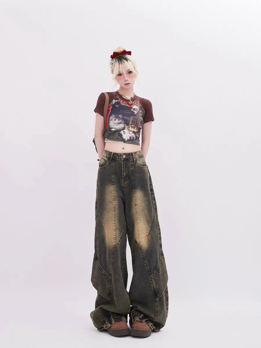 Vintage Wide-Leg Denim Trousers