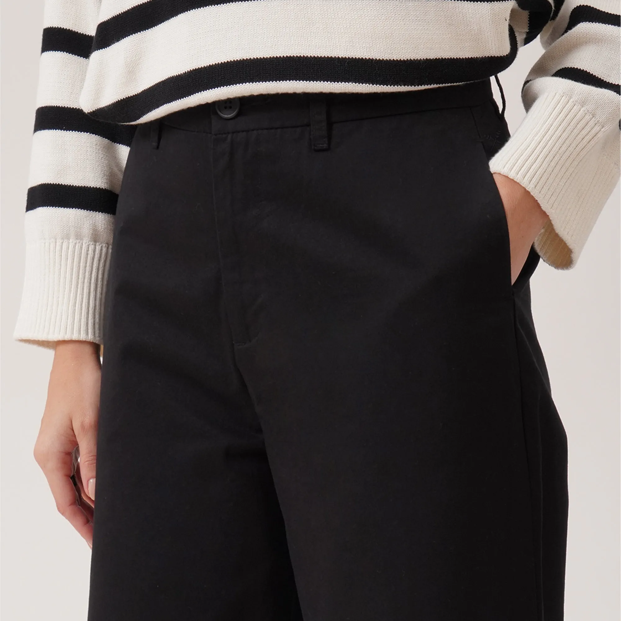 Wide Leg Trousers With Turned Up Hem