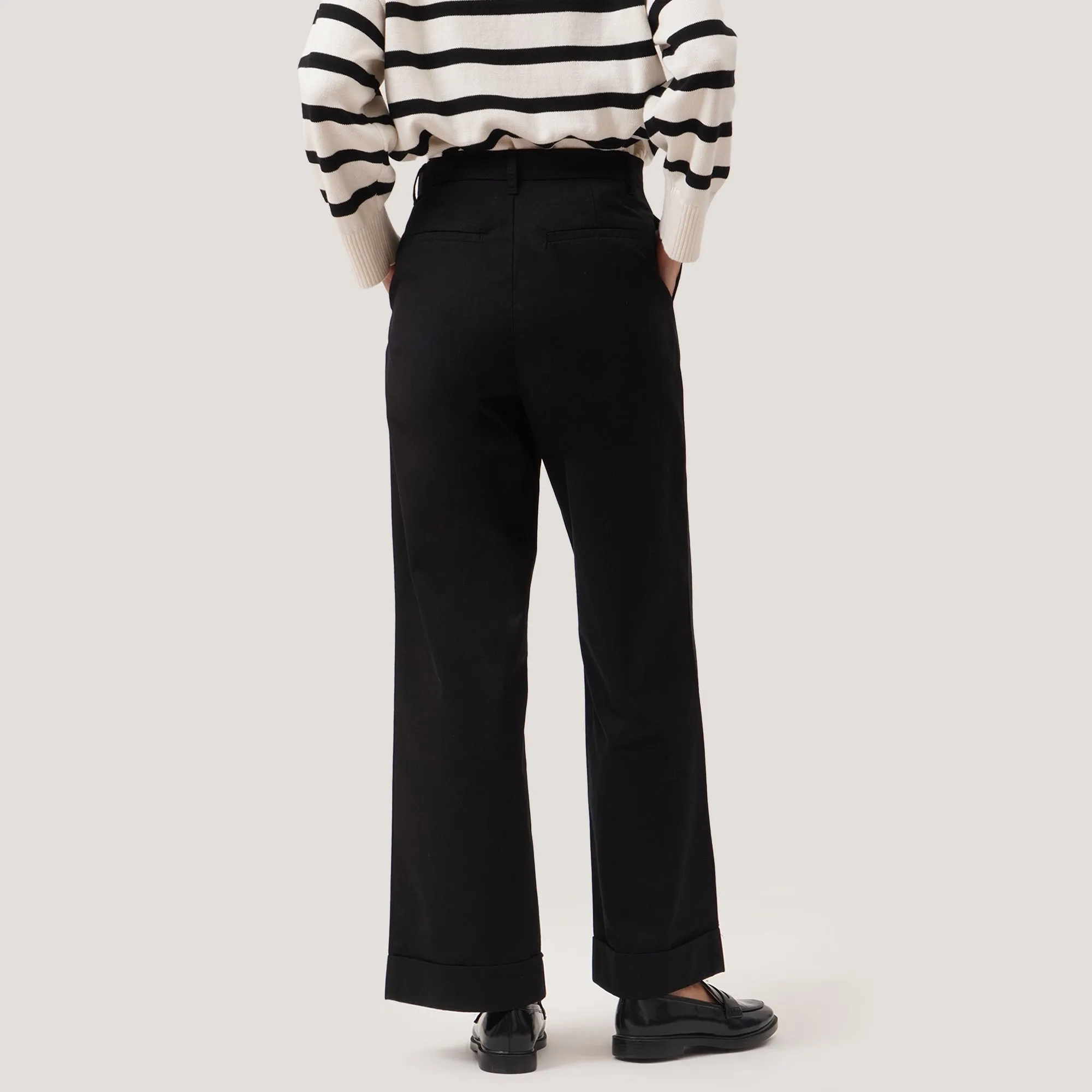 Wide Leg Trousers With Turned Up Hem