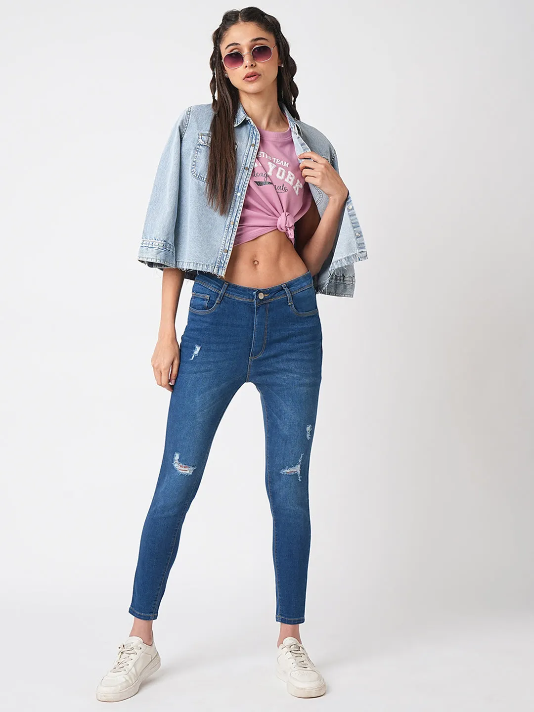 Women Blue High-Rise Skinny Jeans