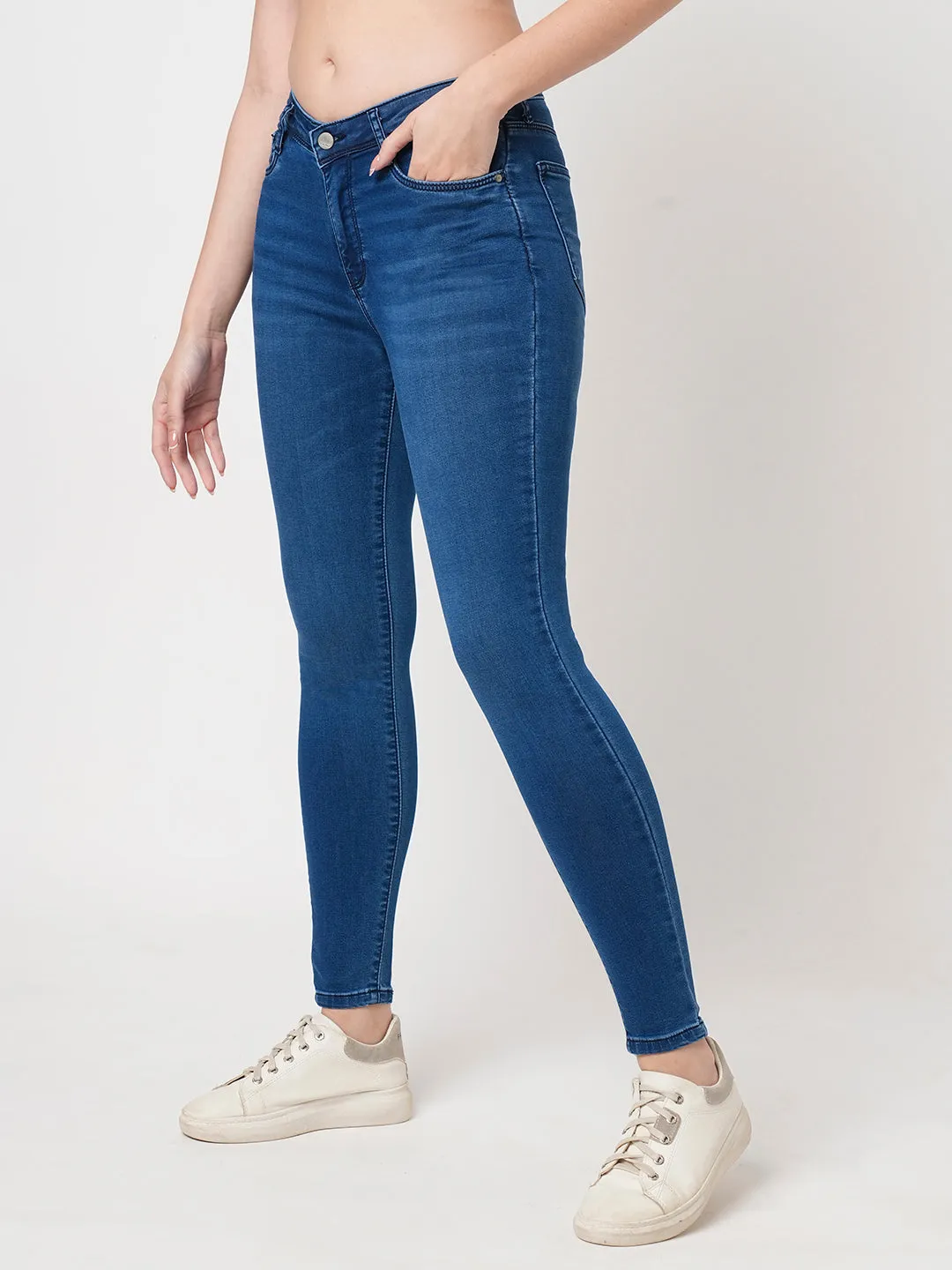 Women Blue High-Rise Skinny Jeans