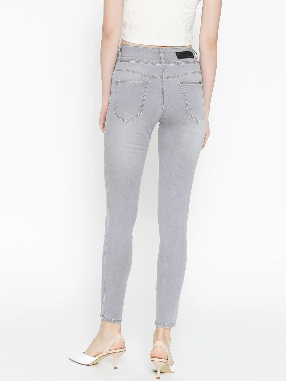 Women Grey High-Rise Skinny Jeans