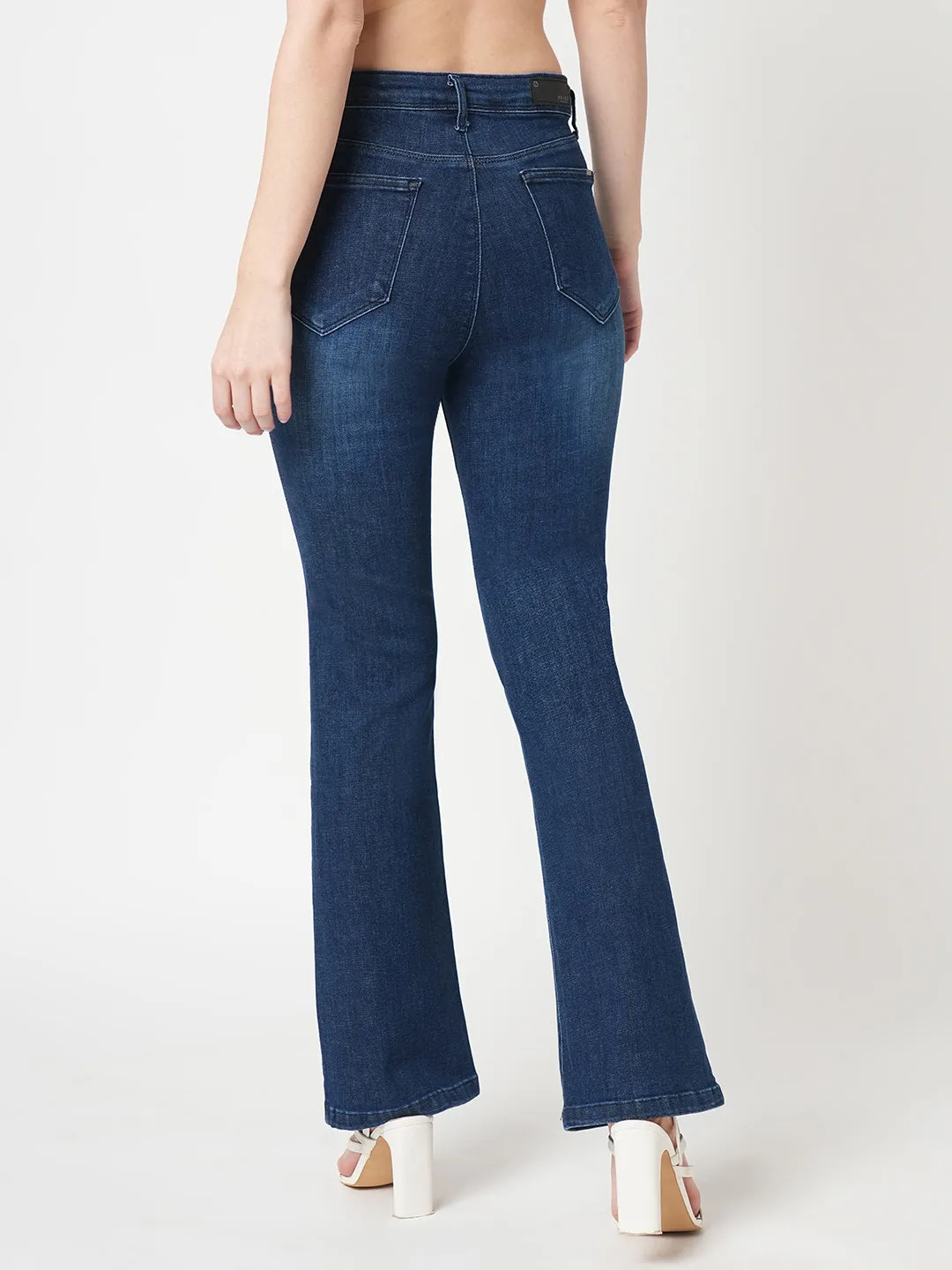 Women High-Rise Mini Flare Jeans