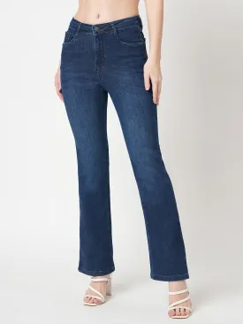 Women High-Rise Mini Flare Jeans