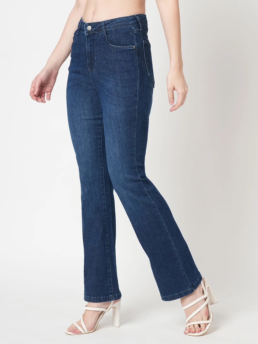 Women High-Rise Mini Flare Jeans