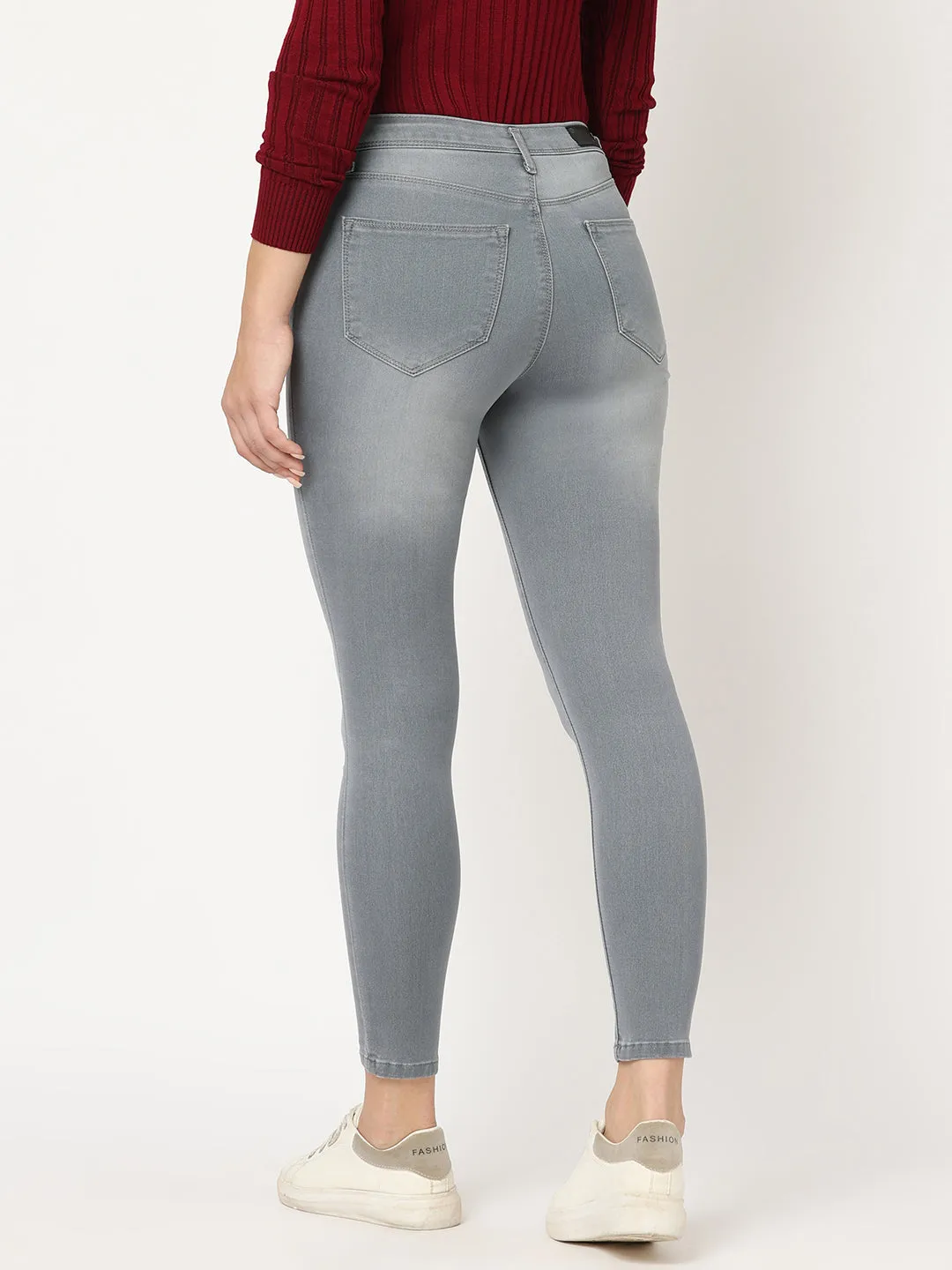 Women High-Rise Skinny Fit Grey Jeans