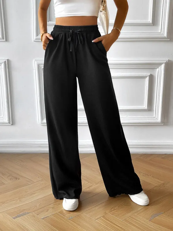 Women's Fashion new loose casual solid color wide leg trousers