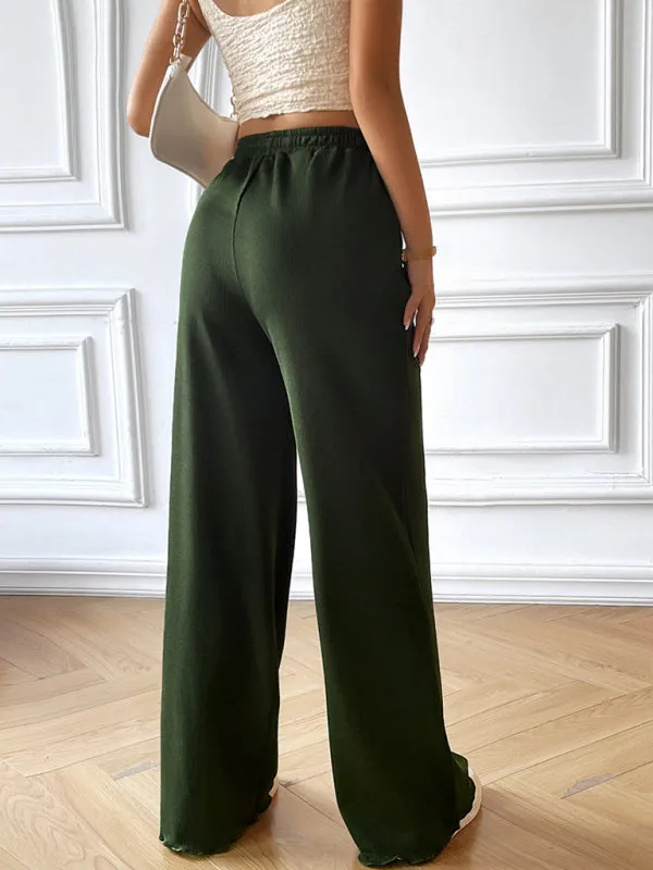 Women's Fashion new loose casual solid color wide leg trousers