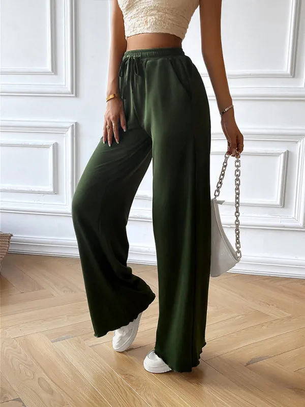 Women's Fashion new loose casual solid color wide leg trousers