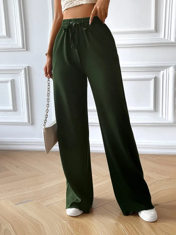 Women's Fashion new loose casual solid color wide leg trousers