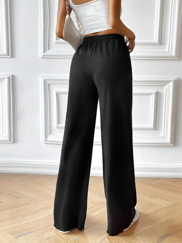 Women's Fashion new loose casual solid color wide leg trousers