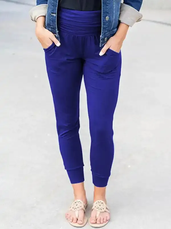 Women’s high waist pleated patch pocket cropped pencil pants