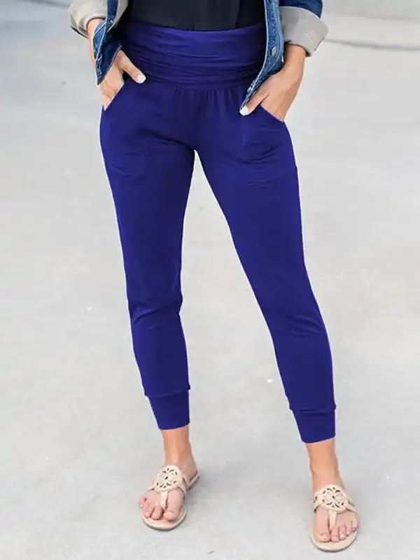 Women’s high waist pleated patch pocket cropped pencil pants