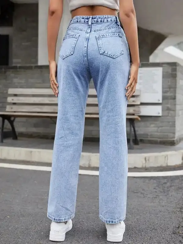 Women’s High Waist Straight-leg Denim Jeans